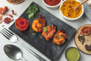 Indian seafood dishes served at beachfront restaurant in Koh Samui